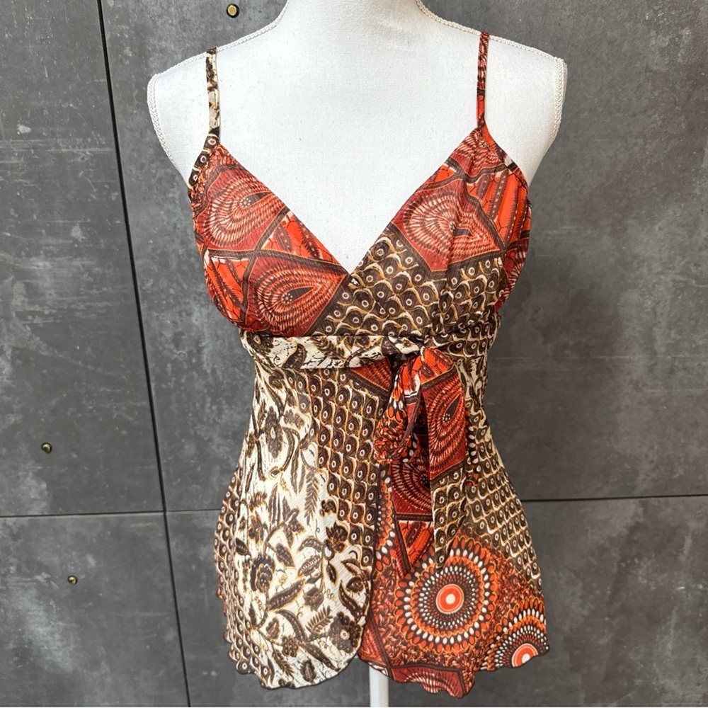 I.N San Francisco Babydoll Top Womens Y2K Retro  Romantic multicolor size M